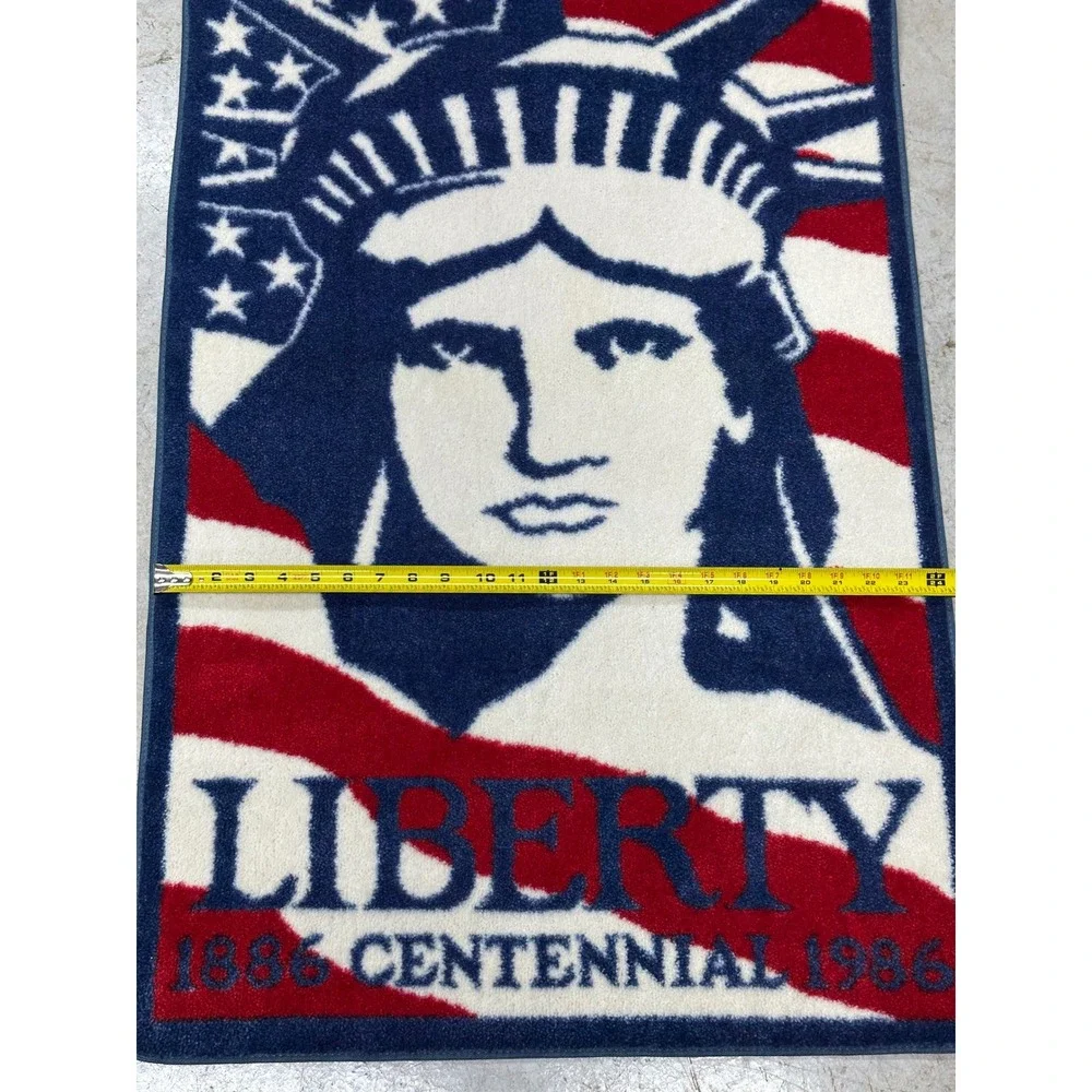VTG Liberty Centennial 1886-1986 Throw Rug Red‎ White Blue Statue Of Liberty USA
